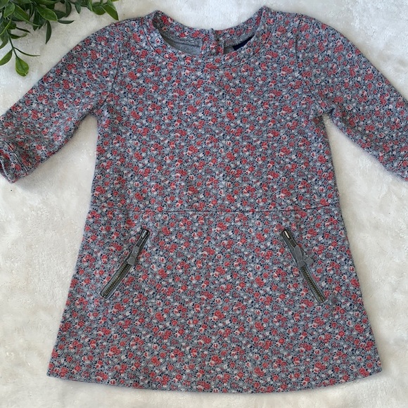 GAP Other - Gap Baby Shift Dress 18-24M Ditsy Floral Gray Red/Orange EUC